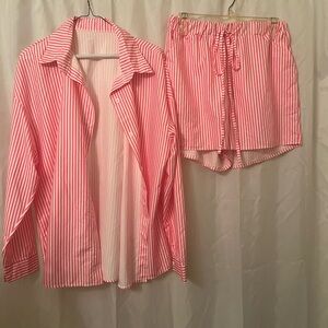 Pink Striped Shirt and Shorts Set